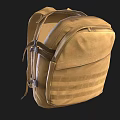 Durable Brown Canvas Backpack With Adjustable Straps Striped Exterior And Multiple Compartments