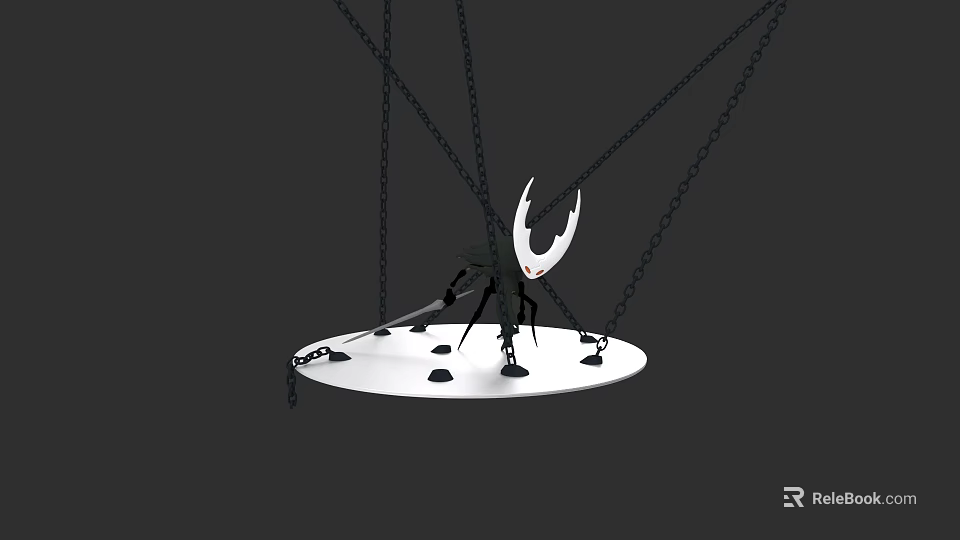 Game And Movie Character Featuring Black Mechanical Body White Crescent Weapon And Chains 3d model 