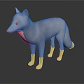 White Fox 3D Model Standing With Yellow Belly On Black Background And Reflection