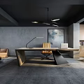 Modern Office Interior Design With Desk Sofa Wooden Cabinets Office Chair And Table Lamp