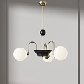 Modern Stylish Chandelier with White Spheres Black Accents and Metal Frame