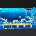 Light and Shadow Interactive Area With Ocean Elements Whales Fish Waves And Yellow Table 3d model