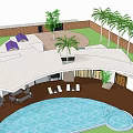 Modern Detached Villa With Swimming Pool Outdoor Lounge Green Plants And Sunlit Terrace