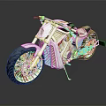 Modern Transparent Motorcycle Design Featuring Sleek Silver Frame Large Wheels And Reflective Surface 3d model