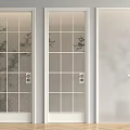 Three White Framed Hinged Doors With Glass Panels And Decorative Patterns 3d model