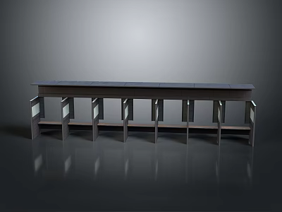 Modern Indoor Long Wooden Table With Open Support Legs And Sleek Tabletop 3d model