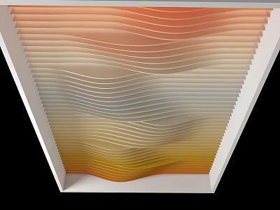 Modern Ceiling Design With Wavy Lines And Gradient Orange Yellow White Layers 3d model