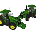 Two Green Tractors Functional Utility Vehicles With Heavy Duty Wheels And Agricultural Use
