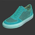 Turquoise Casual Shoes With Mesh Fabric Upper And White Sole Lace Up Design