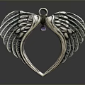 Silver Wing Shaped Pendant With Purple Gemstone For Fashion Jewelry Accessory
