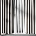 Gray Striped Curtains Design With Decorative Hooks And Light Shadow Effect