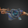 Decorative Rifle With Colorful Circular Patterns And Striped Design In Vibrant Hues