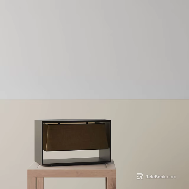 Sleek Modern Table Lamp With Brown Fabric Shade And Black Metal Base 3d model 