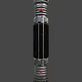 Futuristic Spiked Double Ended Weapon with Metallic Silver Rings Black Body and Red Lights