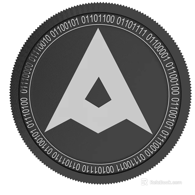 Binary Code Encircled Circular Icon Featuring White Triangle Digital Design 3d model