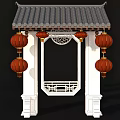 Chinese Architecture Chinese Style Door Head Door Lantern 3d model