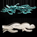 Modern Teal and White Wavy Flowing Chandelier Design for Interior Decor