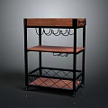 Multi Tier Wine Rack With Metal Frame And Wooden Shelves On Wheels