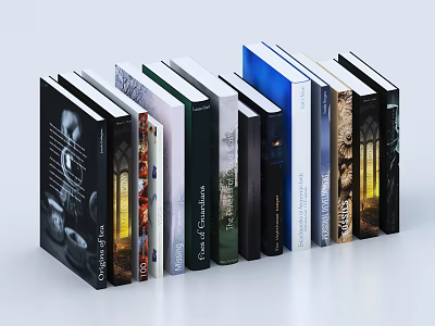 Diverse Books Collection With Colorful Cover Designs Neatly Arranged On White Background 3d model