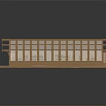 Wooden House Model With Glass Windows Sloped Roof And Visible Interior On Wooden Base