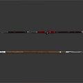 Traditional Weapon Spears with Wooden Shaft Metal Spearhead and Black Shaft Red Decorations