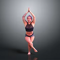 Active Woman Practicing Yoga Tree Pose Standing On Single Leg With Hands Joined