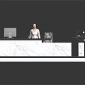 Elegant Modern Reception Desk Furniture With Marble Surface Computer And Stylish Interior Design