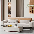 Modern Double Sofa Double Sofa Coffee Table Combination 3d model