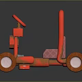 Red Children's Toy Car With Steering Wheel Orange Wheels And Pink Seat