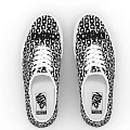 Casual Low Top Canvas Shoes with Black and White Repeating Letter Print and White Sole