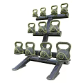 Multi Tier Kettlebell Rack With Colorful Weighted Kettlebells For Home Gym