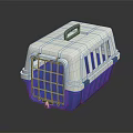 White And Blue Plastic Pet Carrier With Ventilated Secure Door And Grey Handle For Pets