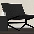 Stylish Modern Woven Leisure Chair With Black Frame And Side Table