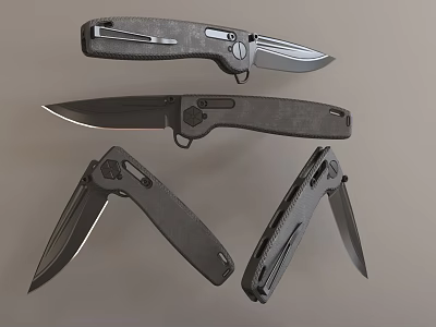 Modern Tactical Folding Knives With Ergonomic Handle And Stainless Steel Blades 3d model
