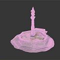 Ornate Decorative Fountain With Colorful Column Intricate Carvings And Octagonal Base