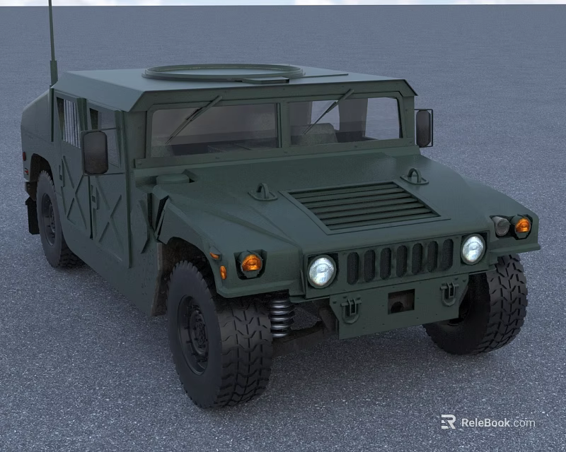 Green Military Tank Exterior Design Featuring Front Headlights And Large Off Road Tires 3d model 