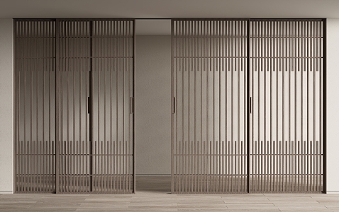 Modern sliding door wooden grille sliding door sliding door screen partition 3d model