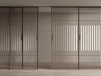 Modern sliding door wooden grille sliding door sliding door screen partition 3d model