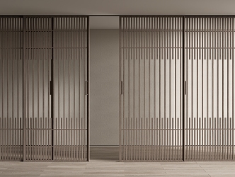 Modern sliding door wooden grille sliding door sliding door screen partition 3d model