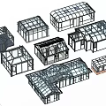 Modern Diverse Glasshouse Frame Structures With Various Architectural Designs And Shapes 3d model