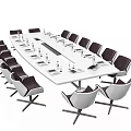 Modern Conference Table With Black Chairs And White Surface In Meeting Room Setup