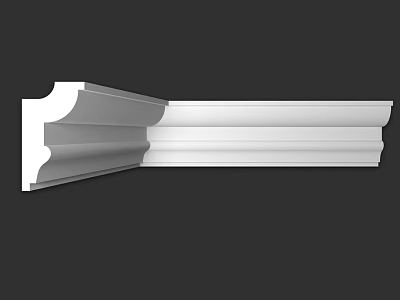 White Ornate Cornice Molding For Interior Architectural Design 3d model