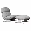 Modern Leather Leisure Chair With Ottoman In Green Brown And Beige Colors