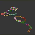 Modern Toy Train Railway Set With Red Tracks And Colorful Blocks