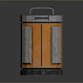 Orange and Black Trash Can with Metallic Lid Handle for Home Office Waste Disposal