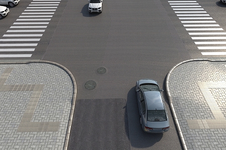 Road zebra crossing vehicle intersection 3d model