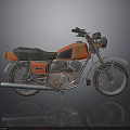 Vintage Rusted Red and Gray Motorcycle Featuring Classic Body Seat Exhaust and Wheels