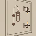 Vintage Indoor Wall Lamps With Metal Brackets And Textured Glass Shades