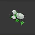 Natural Wood Elements and Polished White Stones with Vibrant Green Leaves in Modern Design