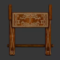 Traditional Wooden Stool With Intricate Carved Patterns And Decorative Leg Design